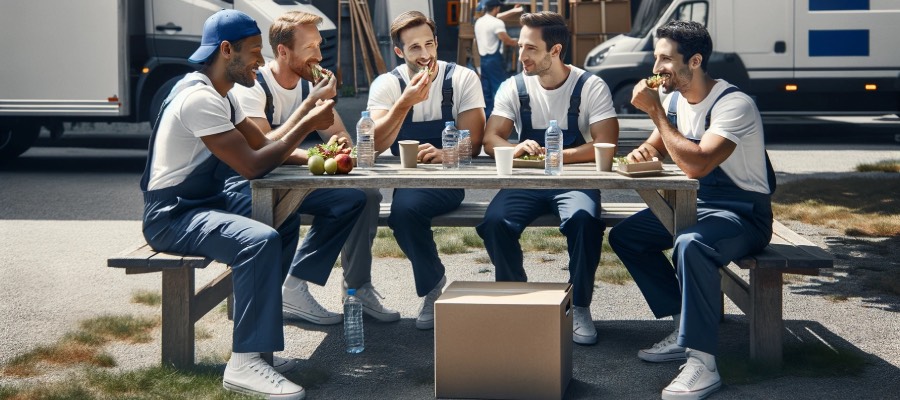 movers eating lunch